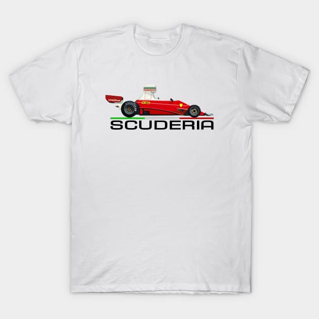 SCUDERIA F1 vintage Italian formula one car black T-Shirt by Lefteris